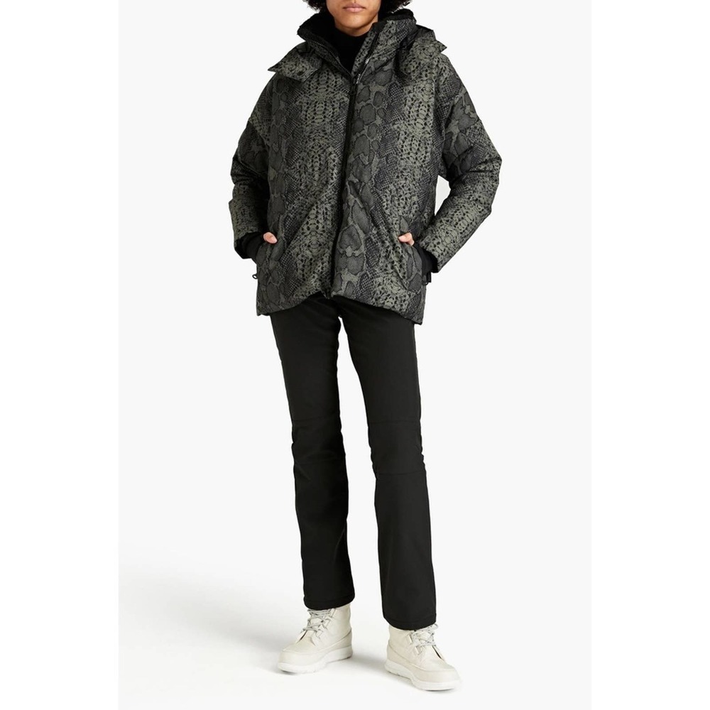 Varley Dorothy Snake-print Quilted Shell Hooded Ski Jacket Large NWOT